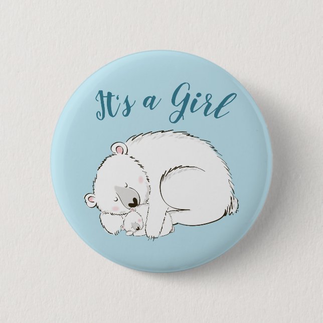 Badge Rond 5 Cm Baby shower d'ours polaire (Devant)