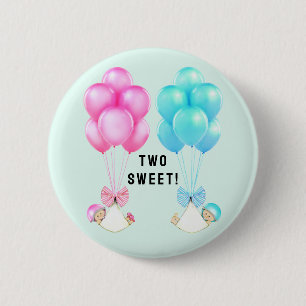 Badge Rond 5 Cm baby shower jumeau en faveur