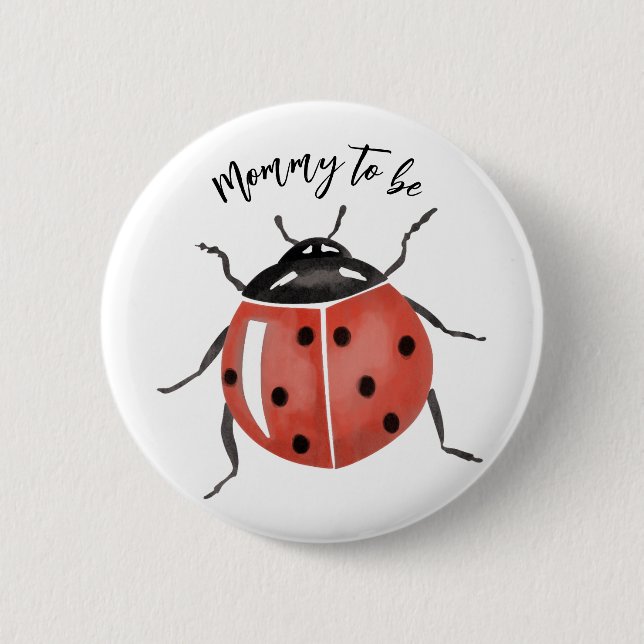 Badge Rond 5 Cm Baby shower Ladybug mignon (Devant)