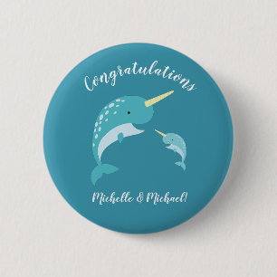 Badge Rond 5 Cm Baby shower Narval