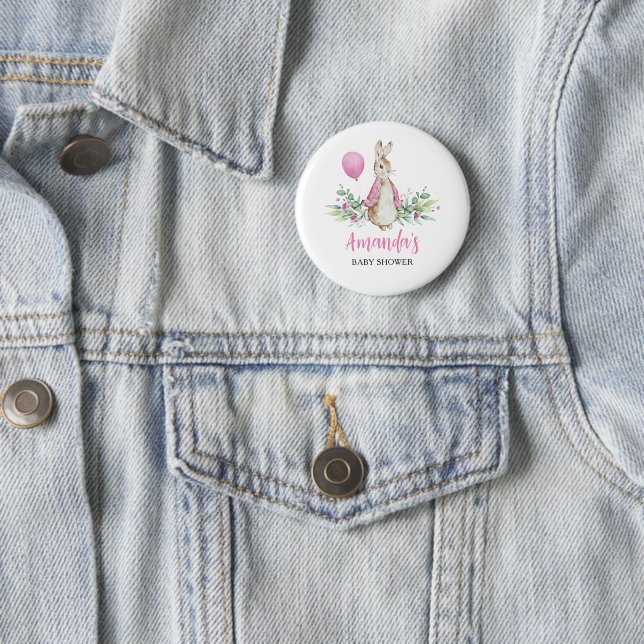 Badge Rond 5 Cm Baby shower Peter Rabbit (En situation)