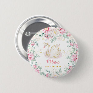 Badge Rond 5 Cm Baby Shower Princesse Cygne