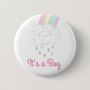 Badge Rond 5 Cm Baby shower Raindrops Rainbow