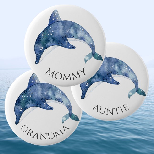 Badge Rond 5 Cm Baby shower Sea Life - Tante (Créateur téléchargé)