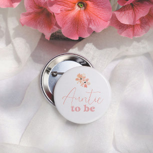 Badge Rond 5 Cm Baby Shower Tante à Venir Fille Fleur Rétro