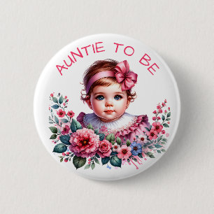 Badge Rond 5 Cm Baby shower vintage de la petite fille Tante