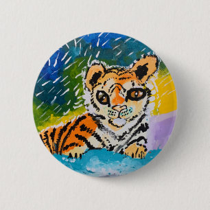 Badge Rond 5 Cm Baby Tiger "Art by Kids"