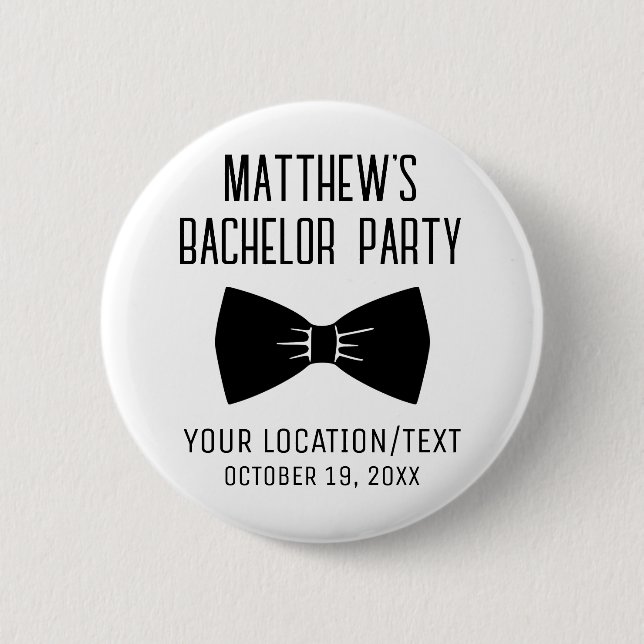 Badge Rond 5 Cm Bachelor Party Black Bow Cravate Mariage Faveur (Devant)