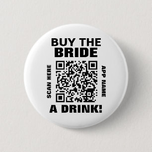 Badge Rond 5 Cm Bachelorette Scannable QR Code Acheter La Boisson