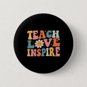 Badge Rond 5 Cm Back to School Teach Love Inspire Retro Teachers