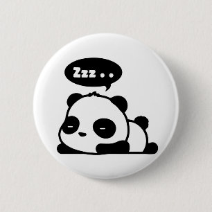 Badge Rond 5 Cm backgroud somnolent de blanc de bouton de panda