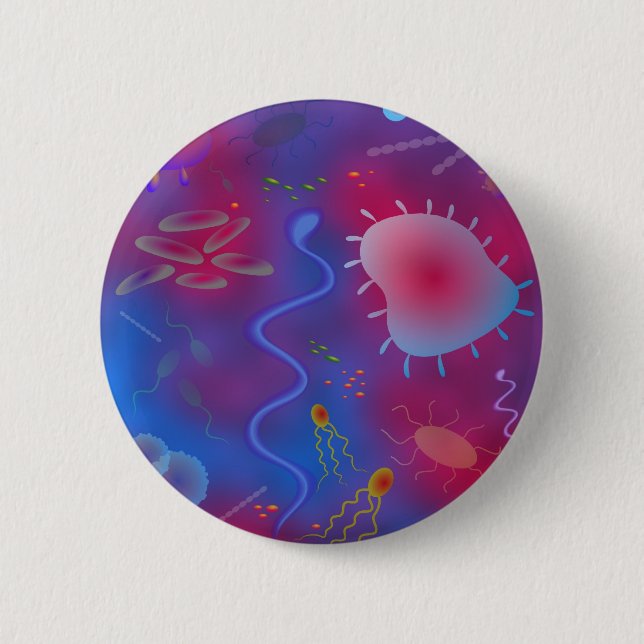 Badge Rond 5 Cm Bactéries (Devant)