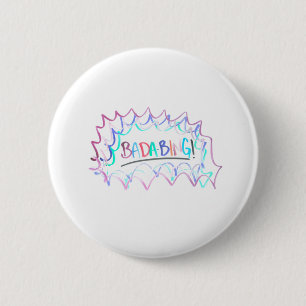 Badge Rond 5 Cm Badabing Doodle d'effacement sec minimal tiré à