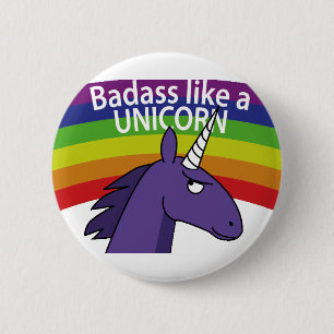 Badge Rond 5 Cm Badass aiment une licorne !