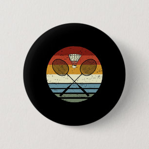 Badge Rond 5 Cm Badminton - Cool Vintage Retro Sport
