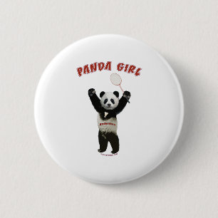 Badge Rond 5 Cm Badminton de fille de panda