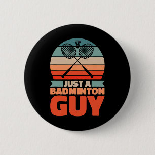 Badge Rond 5 Cm Badminton Rétro - Navette Vintage Juste Un Badmint