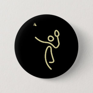 Badge Rond 5 Cm Badminton Stick Man – Cadeau de Navette