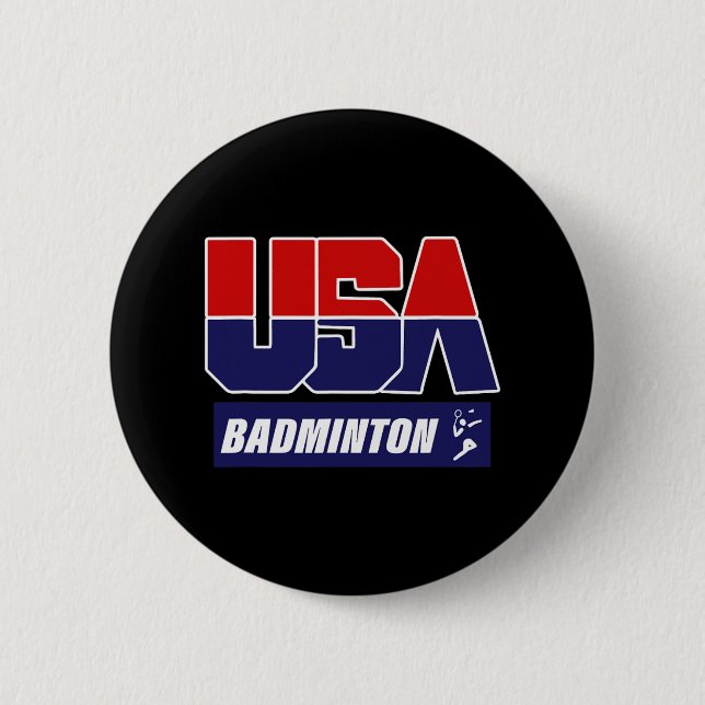 Badge Rond 5 Cm Badminton Usa (Devant)