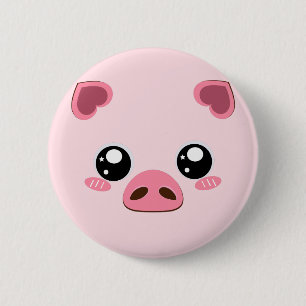 Badge Rond 5 Cm Bage rose mignon de porc
