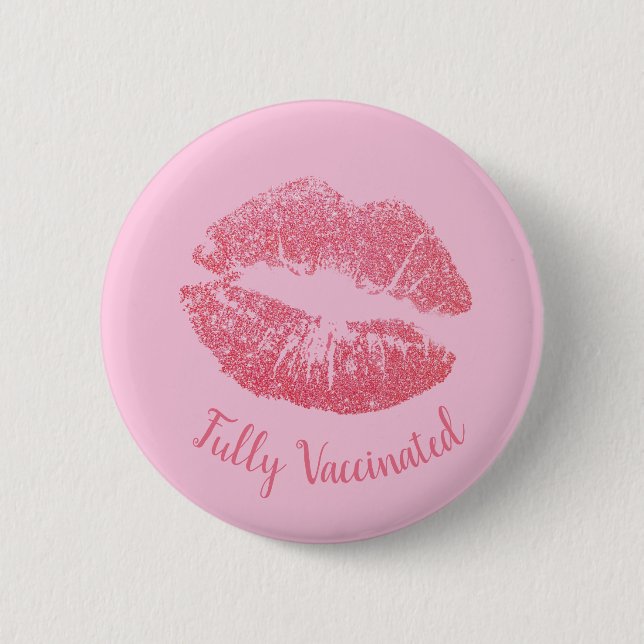 Badge Rond 5 Cm Baguette à lèvres rose jolie Vacciné (Devant)