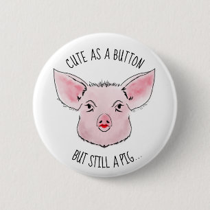 Badge Rond 5 Cm Baguette à lèvres sur un porc