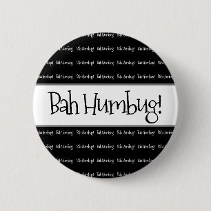 Badge Rond 5 Cm Bah humbug noir noël