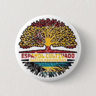 Badge Rond 5 Cm Bahamas Bahamien Espagne Espagnol Drapeaux Racines