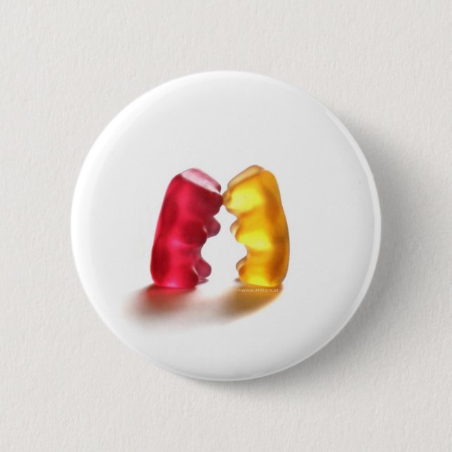 Badge Rond 5 Cm baiser gommeux d'ours (Devant)