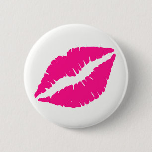 Badge Rond 5 Cm Baisers rose blanc mignon motif cravate