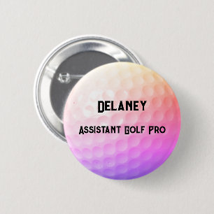 Badge Rond 5 Cm Bal de golf coloré Dimples Nom personnalisé Titre