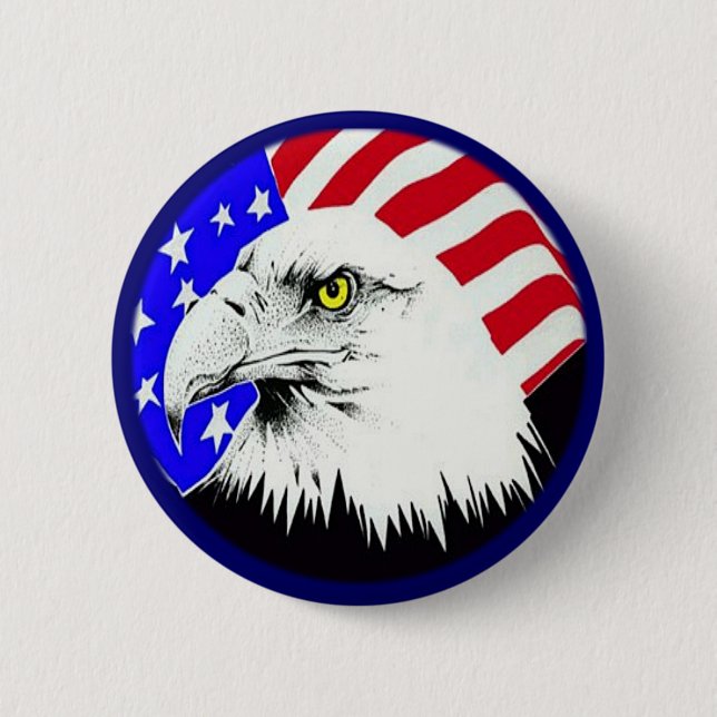 Badge Rond 5 Cm Bald Eagle et drapeau américain (Devant)