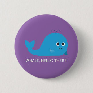 Badge Rond 5 Cm Baleine, bonjour là ! Bouton