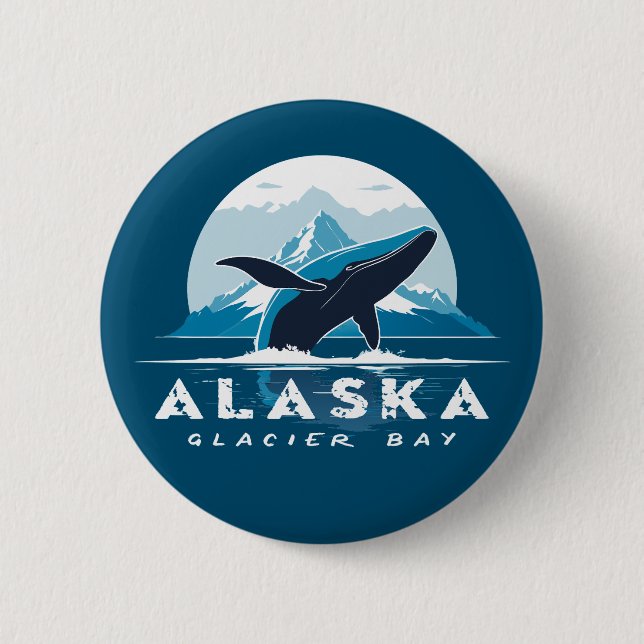 Badge Rond 5 Cm Baleine de Glacier Bay - Alaska (Devant)