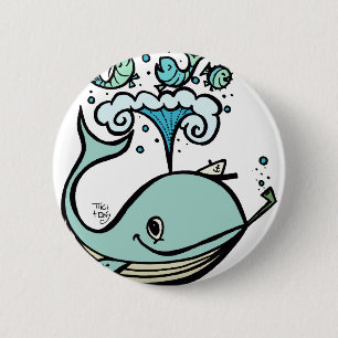 Badge Rond 5 Cm Baleine d'un capitaine ! par Tiki élégant