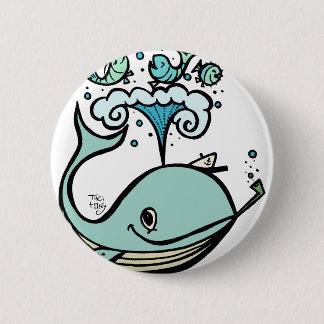 Badge Rond 5 Cm Baleine d'un capitaine ! par Tiki élégant