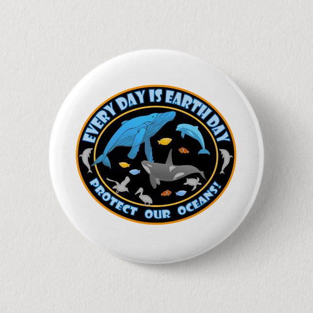 Badge Rond 5 Cm Baleines et dauphins (Devant)