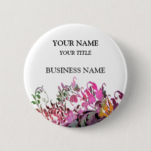 Badge Rond 5 Cm Balise Nom commercial des fleurs enchanteresses