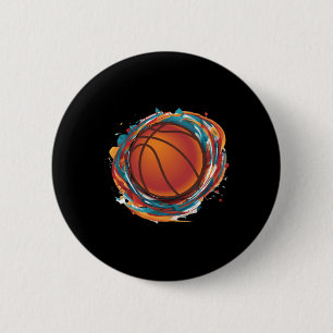 Badge Rond 5 Cm Balle de basket-ball en rotation