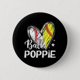 Badge Rond 5 Cm Balle par balle cœur baseball softball