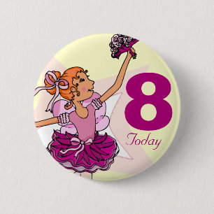 Badge Rond 5 Cm Ballerina crème rose gingembre fille bouton d'anni