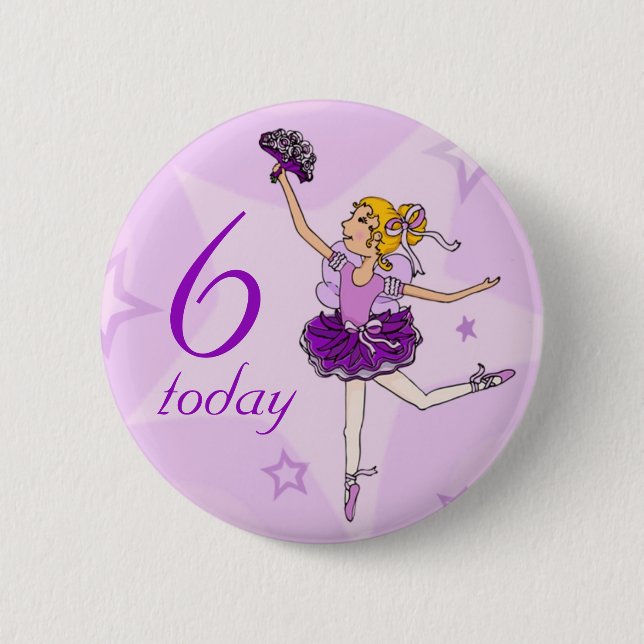 Badge Rond 5 Cm Ballerina violet fille bouton d'anniversaire (Devant)