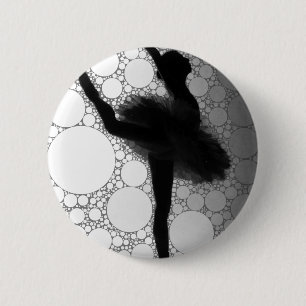 Badge Rond 5 Cm Ballet Black Blanc Danse Ballerina
