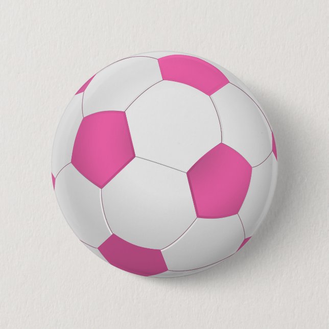 Badge Rond 5 Cm Ballon de football blanc rose moderne (Devant)