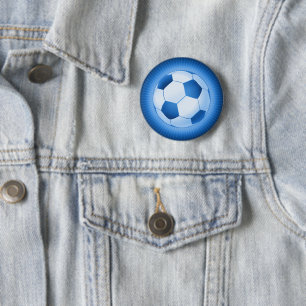 Badge Rond 5 Cm Ballon de football bleu