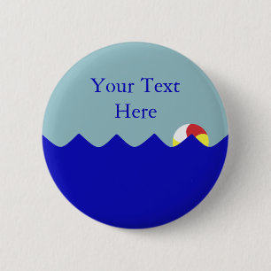 Badge Rond 5 Cm Ballon de plage de piscine (personnalisable)