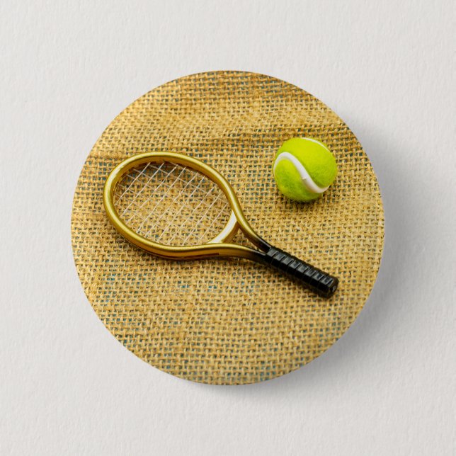 Badge Rond 5 Cm Ballon de tennis et raquette (Devant)