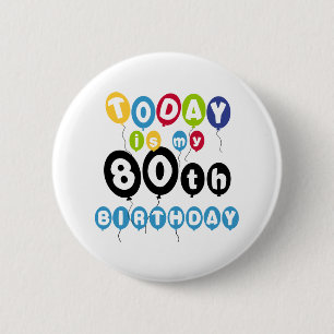 Badge Rond 5 Cm Ballons 80e anniversaire