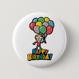 Badge Rond 5 Cm Ballons d'anniversaire