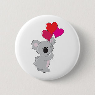 Badge Rond 5 Cm Ballons de coeur de koala